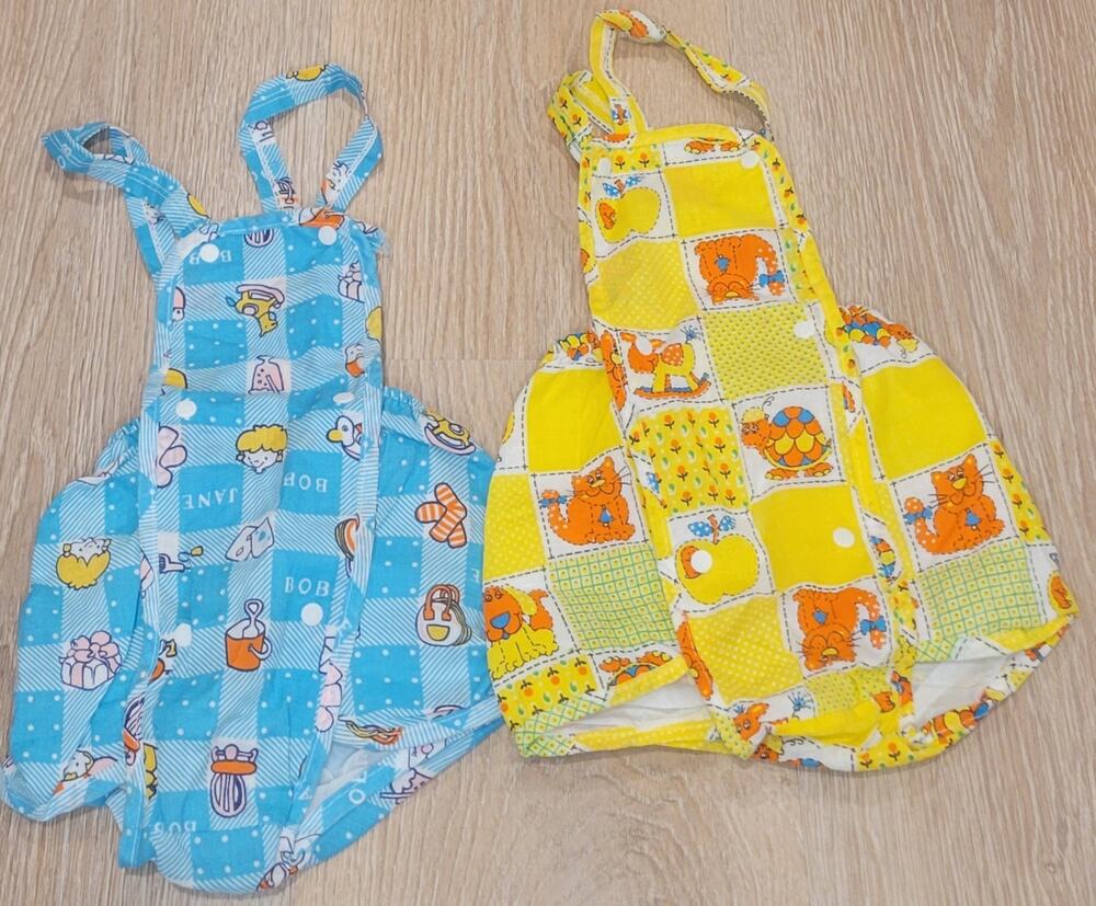 Lot Of 2 Lily Kids Vintage Baby Jumpers Cotton w/Rubber Linings Size 1 CC